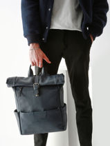 Sac à Dos Business Flandres 1 Compartiment Cuir Etrier Bleu flandres EFLA8102-vue-porte