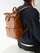 Sac à Dos Business Flandres 1 Compartiment Cuir Etrier Marron flandres EFLA8102-vue-porte