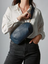 Large Leather Tradition Belt Bag Etrier Blue tradition ETRA022L-vue-porte