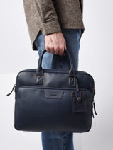 Business Bag Foulonn Leather Etrier Blue foulonne EFOU8151-vue-porte